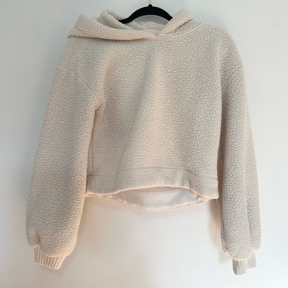 Abercrombie & Fitch Cream hoodie Sweater Sherpa fleece pullover size XS - Picture 1 of 3